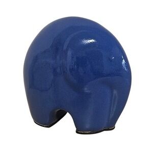 Blue Ceramic Elephant Figurine Modern Home Decor Accent Piece